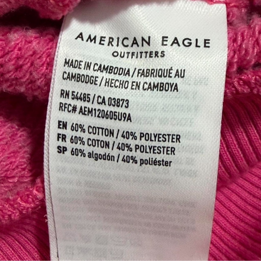 American Eagle Pink Cropped Zip Hoodie Small | Barbiecore Y2K cozy - Picture 5 of 6